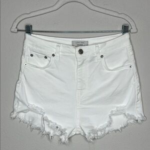 Love Tree Distressed White Denim Shorts